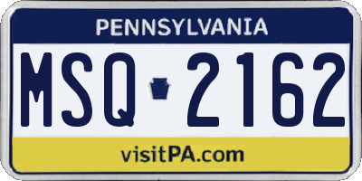 PA license plate MSQ2162