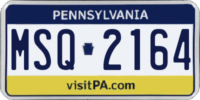 PA license plate MSQ2164