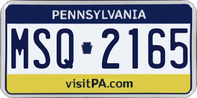 PA license plate MSQ2165