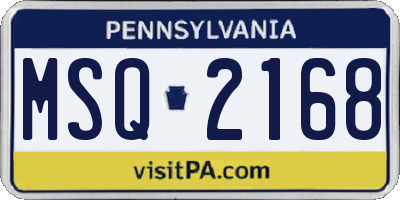 PA license plate MSQ2168