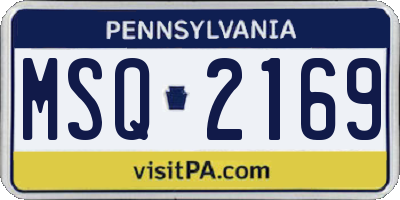 PA license plate MSQ2169