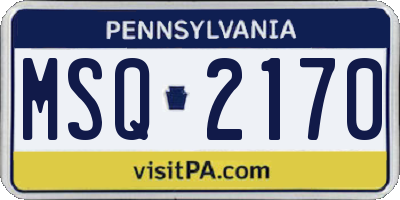 PA license plate MSQ2170