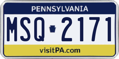 PA license plate MSQ2171