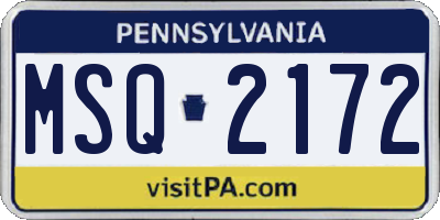 PA license plate MSQ2172