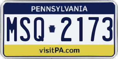 PA license plate MSQ2173