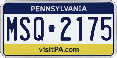 PA license plate MSQ2175