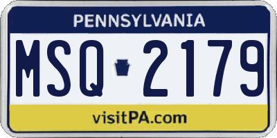 PA license plate MSQ2179