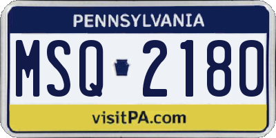 PA license plate MSQ2180