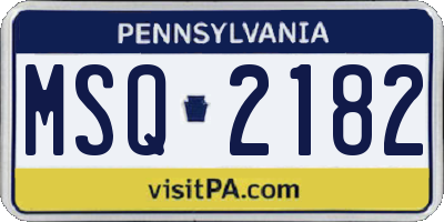 PA license plate MSQ2182