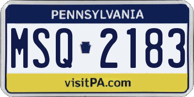 PA license plate MSQ2183