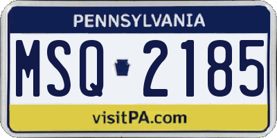 PA license plate MSQ2185