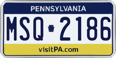 PA license plate MSQ2186