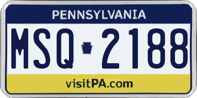 PA license plate MSQ2188