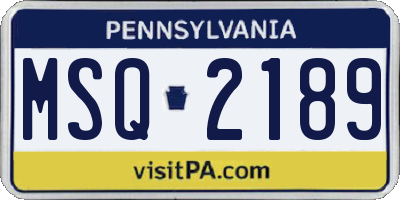 PA license plate MSQ2189