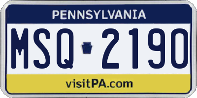 PA license plate MSQ2190