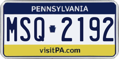 PA license plate MSQ2192