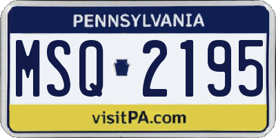 PA license plate MSQ2195
