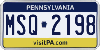PA license plate MSQ2198