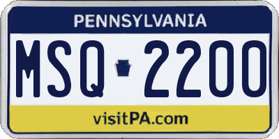 PA license plate MSQ2200