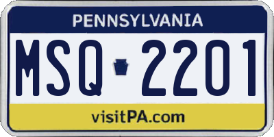 PA license plate MSQ2201