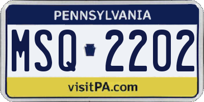 PA license plate MSQ2202