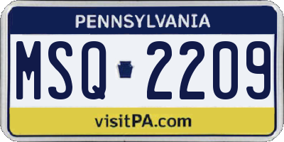 PA license plate MSQ2209