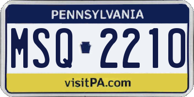PA license plate MSQ2210