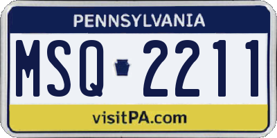 PA license plate MSQ2211
