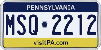 PA license plate MSQ2212