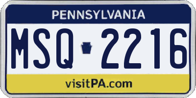 PA license plate MSQ2216