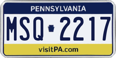 PA license plate MSQ2217