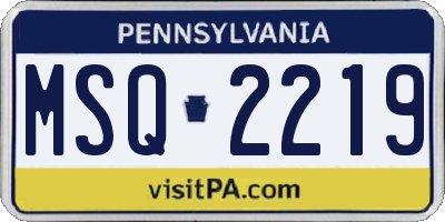 PA license plate MSQ2219
