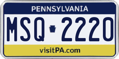 PA license plate MSQ2220