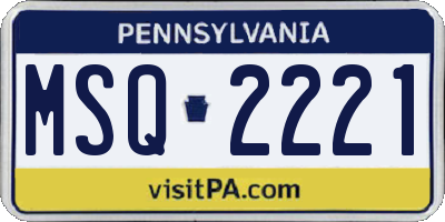 PA license plate MSQ2221