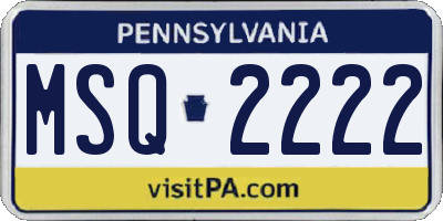 PA license plate MSQ2222