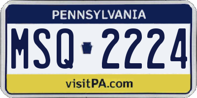 PA license plate MSQ2224