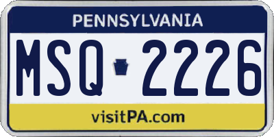 PA license plate MSQ2226