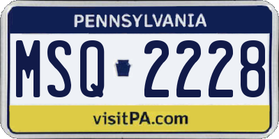 PA license plate MSQ2228