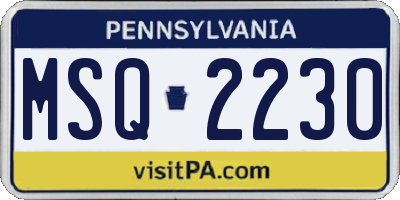 PA license plate MSQ2230