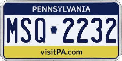 PA license plate MSQ2232