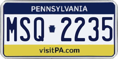 PA license plate MSQ2235
