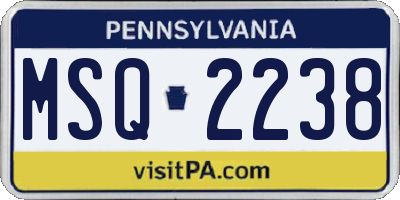 PA license plate MSQ2238