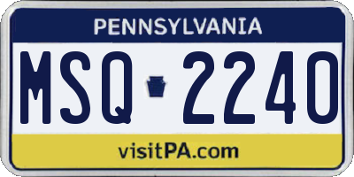 PA license plate MSQ2240