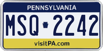 PA license plate MSQ2242