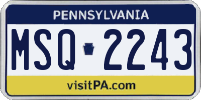 PA license plate MSQ2243