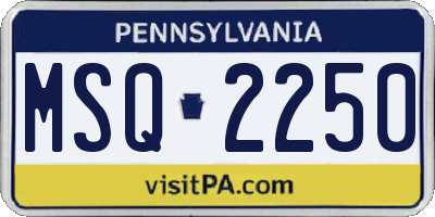 PA license plate MSQ2250