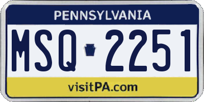 PA license plate MSQ2251