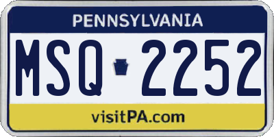 PA license plate MSQ2252