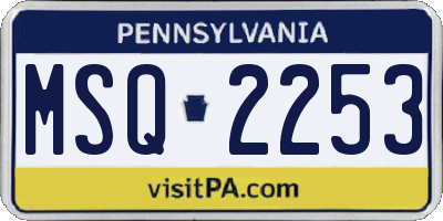 PA license plate MSQ2253