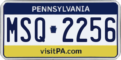 PA license plate MSQ2256